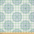 thumbnail image 2 of Ambesonne Ethnic Fabric by the Yard Microfiber, Floral Mandala Flowers Art, 1 Yard, Ceil Blue White Grey, 2 of 2