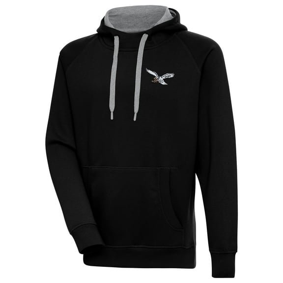 Men's Antigua Black Philadelphia Eagles Throwback Logo Victory Pullover Hoodie