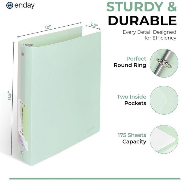 3 Ring Binder (4 Pack) Pastel Flexible Binders Round Ring with Pocket, for School Supplies in Blue, Purple, Pink and Green