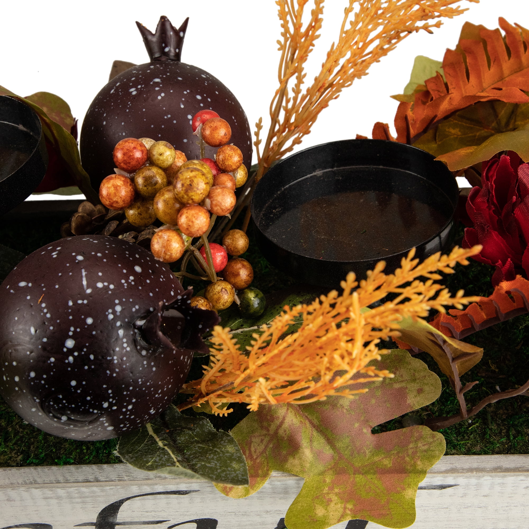 Northlight 24" Autumn Harvest 3-Piece Candle Holder in a Rustic Wooden Box Centerpiece