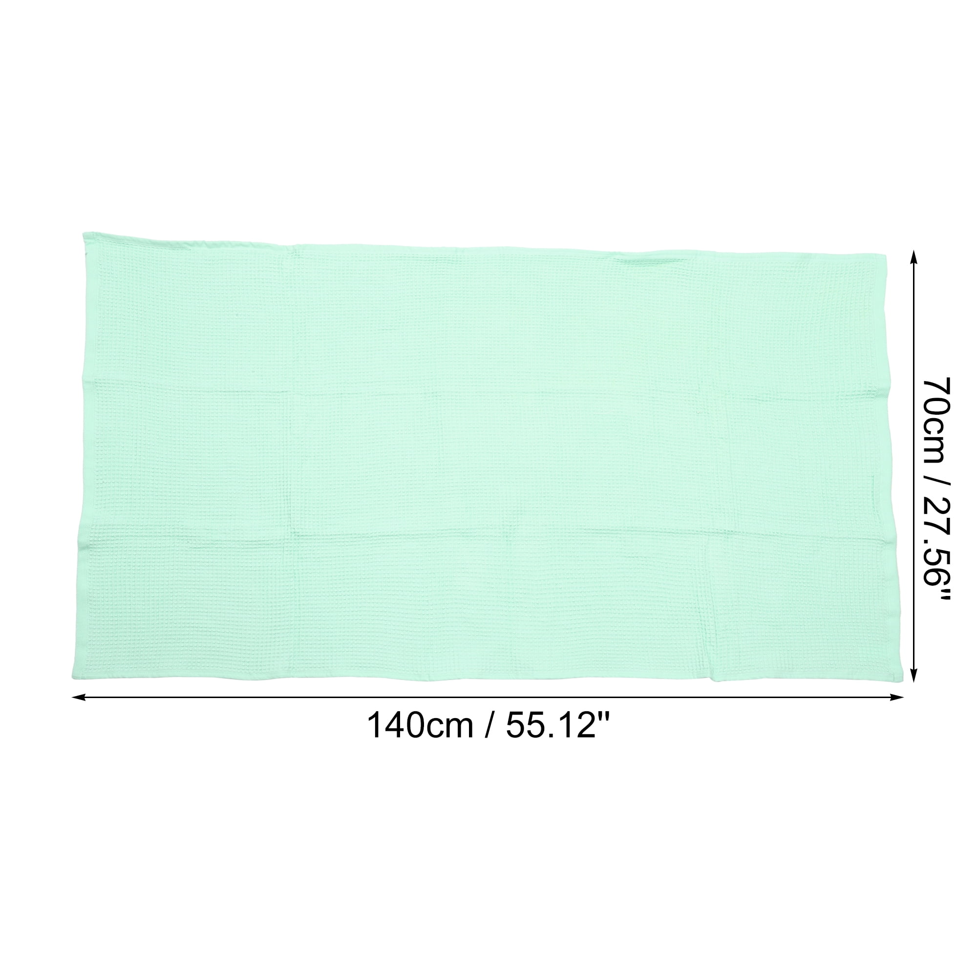 Unique Bargains 1Pc Waffle Weave Pattern Soft Absorbent Cotton Bath Towel Green 55.12''x27.56'' for Bathroom Shower