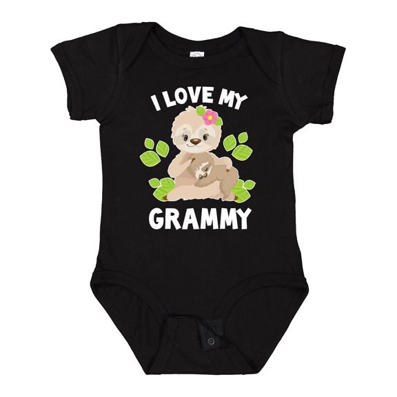 Inktastic Cute Sloth I Love My Grammy with Green Leaves Boys or Girls Baby Bodysuit