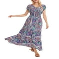 thumbnail image 1 of POINTERTECK Robe de Plage à Manches Courtes et Col en V avec Motif Imprimé pour Femmes, 1 of 9