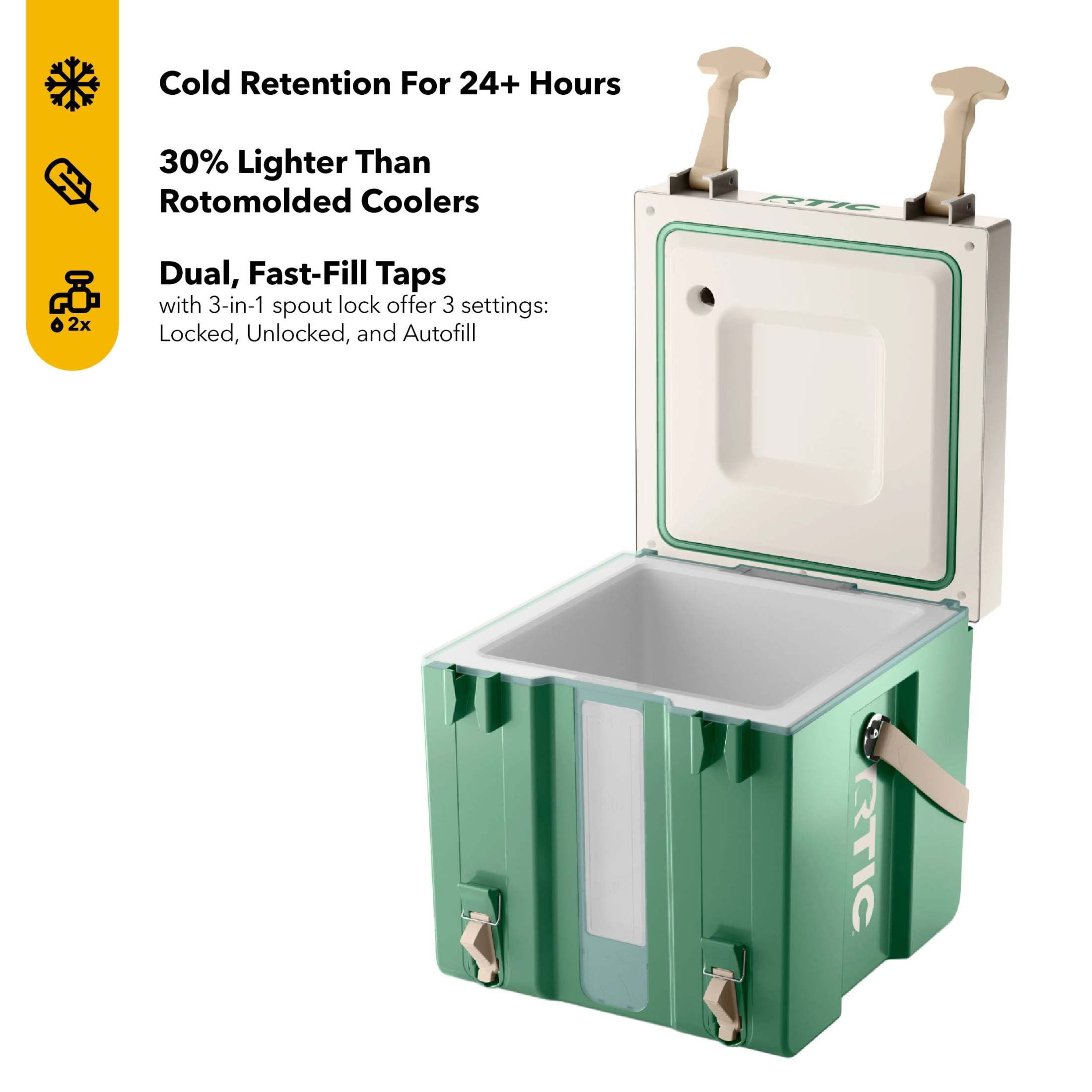 RTIC Halftime Water Cooler, 3 Gallon Hard-Sided Water Cooler, Sage/Beach