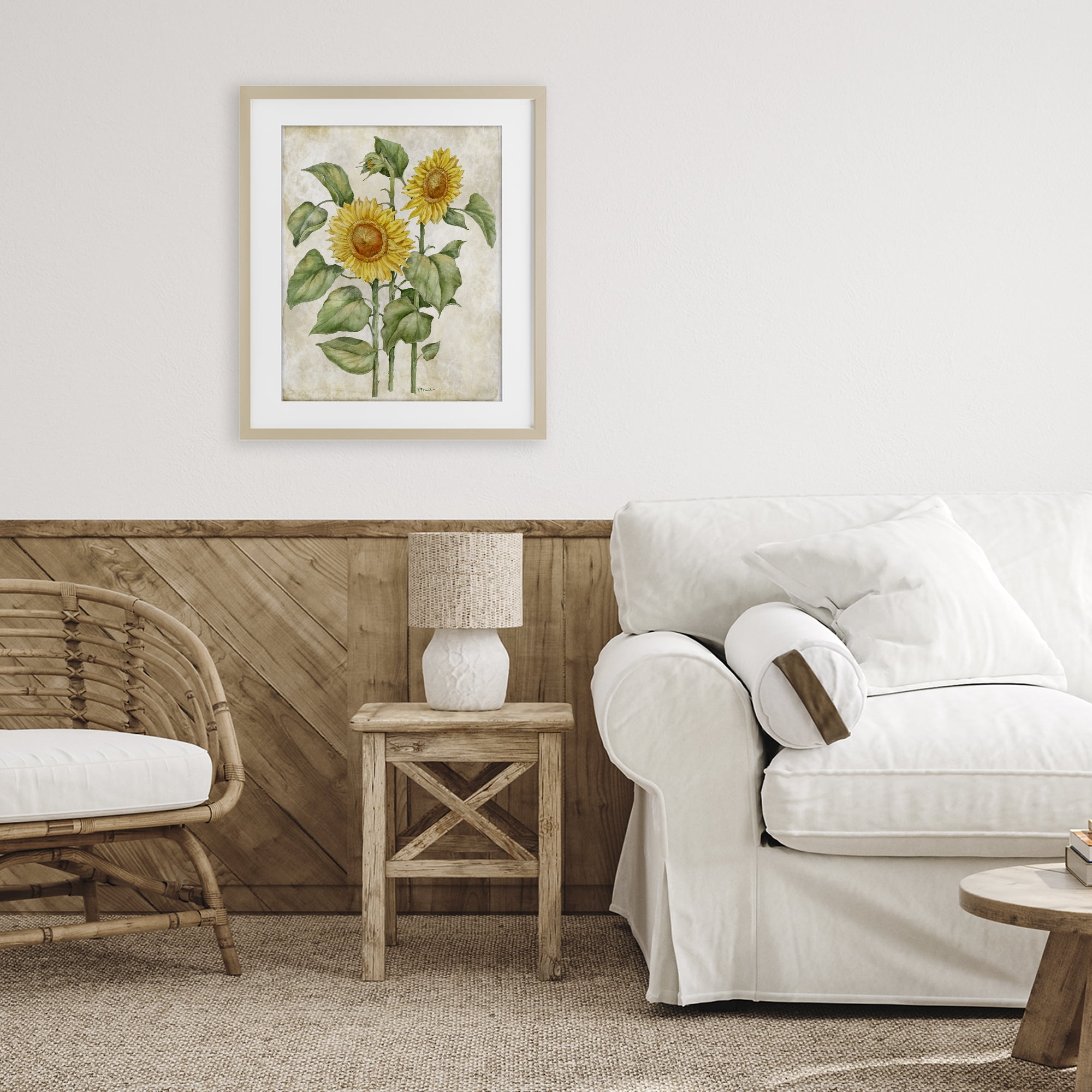 Stupell Industries Floral Journal Vintage Sunflower Birch Framed Print Under Glass, design by Paul Brent