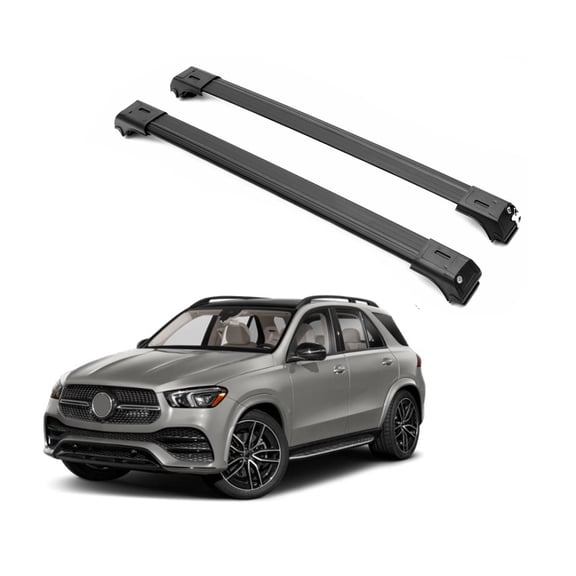 ERKUL Roof Rack Cross Bars for Mercedes Benz GLE V167 2019-2024 | Aluminum Crossbars with Anti Theft Lock for Rooftop with Raised Rails - Black | Not Compatible with Sunroof