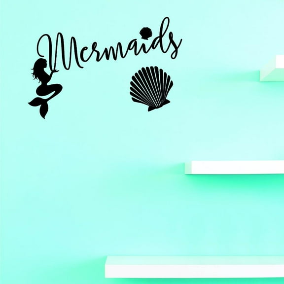 Custom Decals Mermaids Wall Art Size: 12 X 12 Inches Color: Black