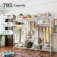 thumbnail image 7 of Clothes Rack, Clothing Rack 795 LBS Clothing Racks for Hanging Clothes, Heavy Duty Clothes Rack for Bedroom, Metal Garment Rack with Wire Shelves, Freestanding Portable Closet Rack, White, 7 of 7