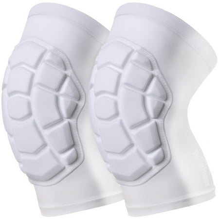 Coolomg Knee Pads Short Wrestling Basketball Football Volleyball Youth Kids Adult Protective Knee Compression Sleeves White L