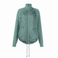 thumbnail image 3 of Winter Women Warm Knit Patchwork Puffy Jacket Casual Stand Neck Long Sleeve Jackets with Zipper Lake Blue XL, 3 of 7