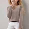 thumbnail image 4 of Mercatoo Boys Girls V-Neck Solid Color Knitwear Spring Fall Long Sleeve Round Neck Pullover Top Lightweight Knit Sweater, 4 of 5