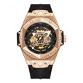 thumbnail image 1 of Reloj de cuarzo mecánico automático con diseño geométrico hueco, reloj de silicona moderno para hombre, 1 of 2