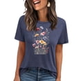 thumbnail image 3 of Pxxlle Summer Shirts for Women Fashion Flower Graphic Tee Shirt Casual Short Sleeve Tshirt Loose Fit Crewneck Tshirts (Dark Blue S), 3 of 5