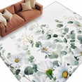 thumbnail image 2 of Spring Floral Area Rug 6x9 FT, Non Slip Living Room Throw Carpet, White Daisy Watercolor Leaves Pastoral Washable Soft Large Floor Carpet Non-Shedding Rug for Bedroom Dining Room Play Room, 2 of 9