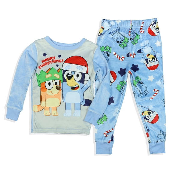Bluey Pajamas Merry Everything Toddler Kids 2-Piece Tight Fit Christmas Sleep Set