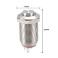 thumbnail image 2 of Interruptor de botón pulsador de metal de enclavamiento Uxcell Cabeza alta 12mm Diámetro de montaje 1NO Luz LED roja 12V, 2 of 5