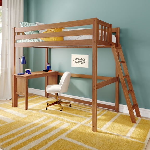 Classic Twin High Loft (ladder on end) Desk, Pecan