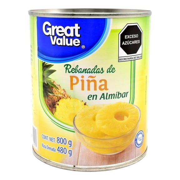 Rebanadas de piña Great Value en almíbar 800 g