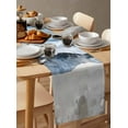 thumbnail image 6 of Abstract Seawaves Table Runner-Cotton Linen- 90 Inch Holiday Dresser Scarves, Blue Ocean Coast Retro Nature Scenery Tablerunner for Kitchen Coffee/Dining Bedroom Living Room Dinner Scarf Décor 13x90, 6 of 9