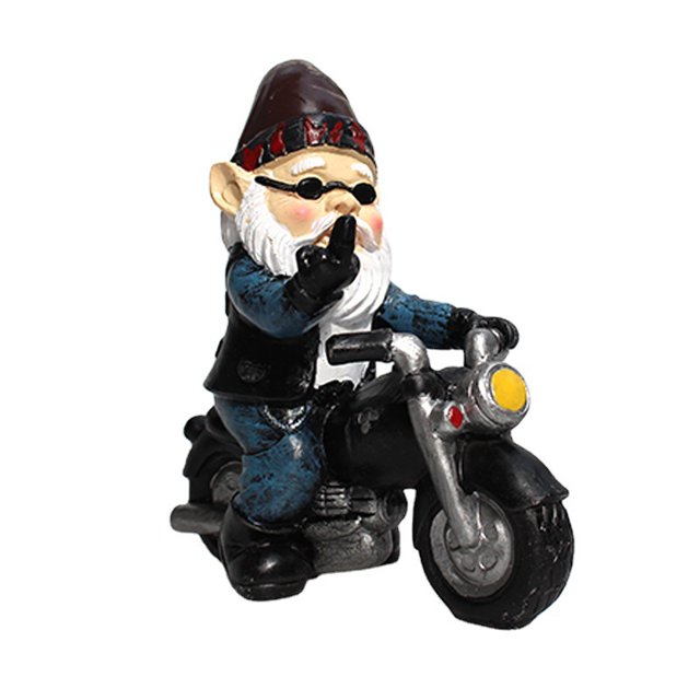 ,Gnomo de jardín motocicleta 14 x 12 cm impermeable protección solar gnomo de jardín decoración de jardín decoración de patio decoración de balcón,Una pieza