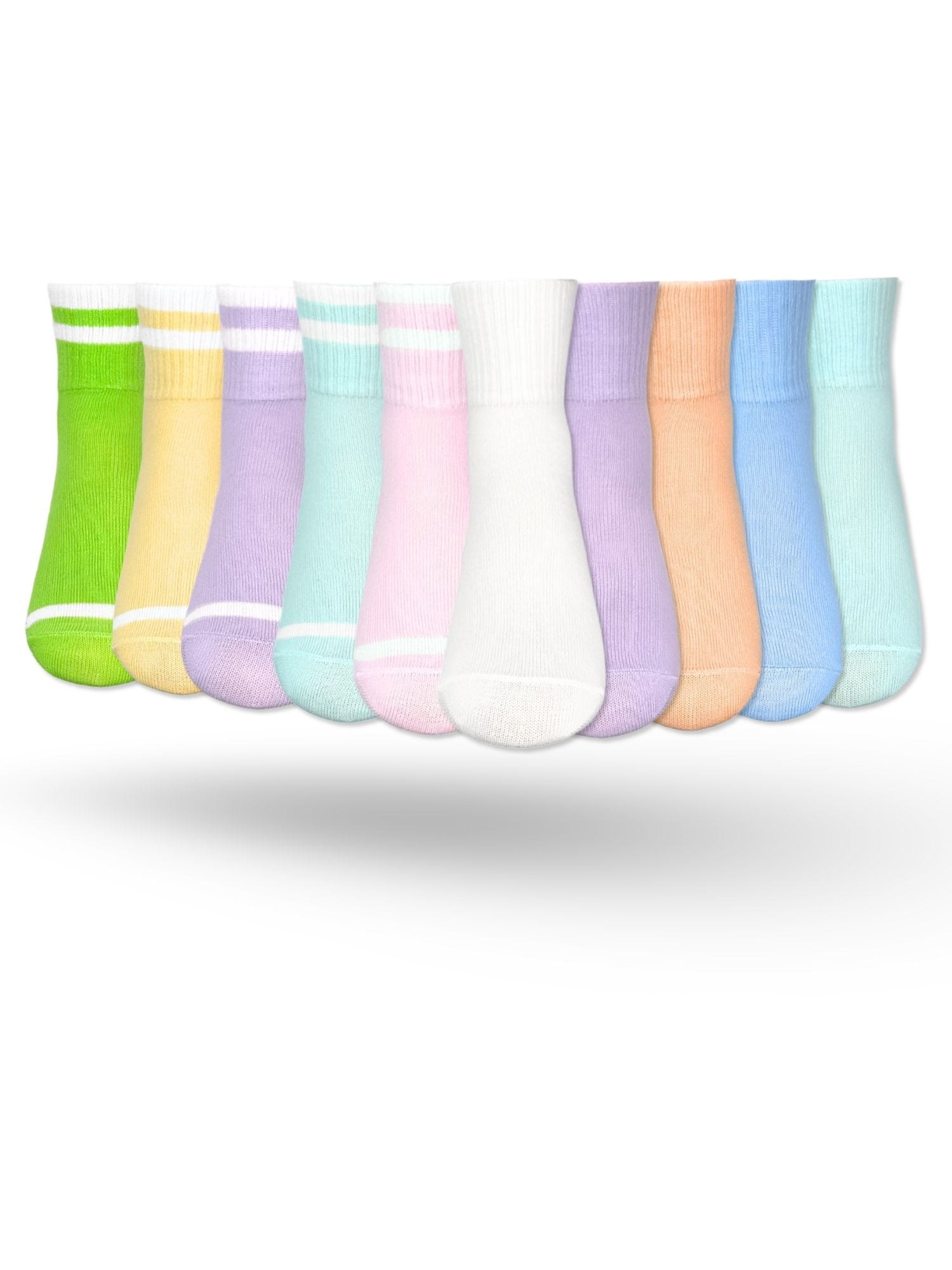Wonder Nation, Girls Ankle Icon Socks, 10-Pack, Sizes S-L