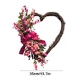 thumbnail image 3 of Valentine's Day Wreath for Front Door - 13.77" Pink Heart-Shaped Polyester Wreath with Bow, Outdoor Valentine Decorations for Home, Farmhouse Style, 3 of 6