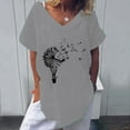 thumbnail image 2 of Pompotops Mode T-shirt Blouse pour Femmes à Imprimé à Manches Courtes Ample à Col Rond, 2 of 6