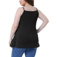 thumbnail image 3 of Agnes Orinda Women's Plus Size Tank Tops Pleated Button Decor V Neck Spaghetti Straps Summer Casual Camisoles Cami Top 1X Black, 3 of 6