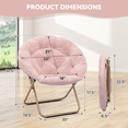 thumbnail image 2 of Magshion Set of 2 Saucer Chair Soft Faux Fur Folding Accent Chair, Lounge Lazy Chair Moon Chair Seat with Metal Frame for Bedroom Living Room, Pink, 2 of 10