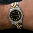 thumbnail image 2 of Pre-Owned Rolex Date 34MM 15053 Black Diamond Dial Diamond Bezel Two Tone Yellow Gold Jubilee Bracelet 1.3ct, 2 of 9