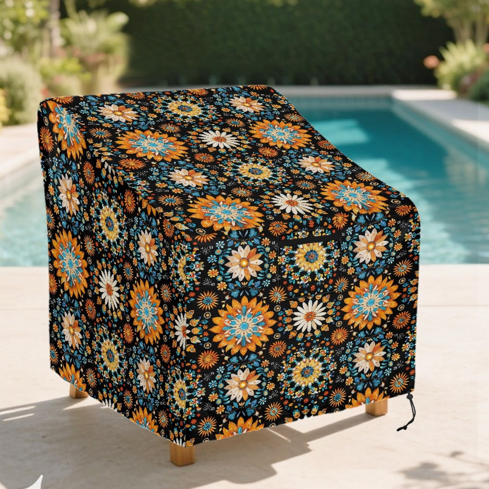 Renewold Waterproof Outdoor Chair Covers All Weather Protection Lounge Deep Seat Covers for Wicker, Swivel, Adirondack, Rocking Chairs, 29"x33"x36", Bohemian Flower