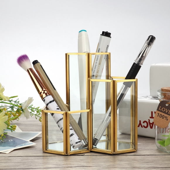 Organisateur de Pinceaux de Maquillage, Simple Sexangle Combinaison Verre Maquillage Pinceau Titulaire Sexangle Stylo Titulaire Fonctionnalité Polyvalente