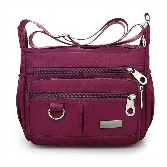 LHSHID Multi-pocket crossbody bag for women, nylon, shoulder messenger travel handbag with adjustable strap