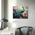 thumbnail image 3 of Nawypu  Peacock Canvas Wall Art Vintage Blue Peacock Standing on Flower Branch Picture Prints for Living Room Home Bedroom Decor Framed, 3 of 4