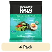(4 pack) Ocean's Halo, Sushi Nori Seaweed, Organic, Vegan, Perfect Paper for Wraps, Shelf-Stable, 1 oz.
