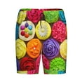 thumbnail image 4 of Naloa Brightly Colored Cupcakes Men's Short Pajama Pants, Lounge Comfort Shorts with Elasticized Waistband and Side Pockets - Small, 4 of 9