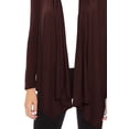 thumbnail image 6 of Moa Collection Women's Long Sleeve Relaxed Loose Fit Draped Neck Open Front Waist Length Solid Cardigan, 6 of 6