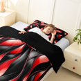 thumbnail image 4 of Manfei Aesthetic Geometric Twin Comforter Sets, Black Red Wavy Stripes Bedding Set, Black Reversible 2pcs, 1 Comforter and 1 Pillowcase, 4 of 6