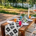 thumbnail image 2 of Bohemian Aztec Geometric Black Gray Table Runner 13x72in Non-Slip Cotton Linen Table Runners, Vintage Boho Lattice Dresser Scarves TableRunner for Dinner Kitchen Dining Wedding Party, 2 of 9