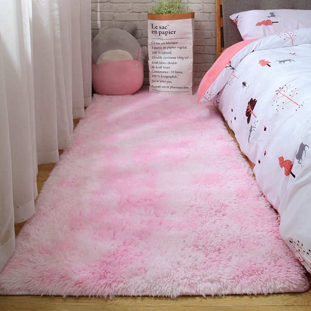 Pink Shaggy Fluffy Rugs Fluffy Rug Carpets Soft Shaggy Area Rug Indoor Anti-Skid Area Rug Office Carpet Home Bedroom Floor