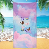 yulier Butterfly Beach Towel 31"x63" Microfiber Camping Towels Girls Beach Towel Soft Beach Blanket Beach Pool Travel Swimming Bath Shower Towel