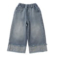 thumbnail image 3 of EnJoCho Girls Jeans Wide Leg Elastic High Waist Loose Fit Pocketed Denim Trousers Classic Bottoms For Kids Spring Autumn Back-to-School Daily Fashion Casual Wear, 3 of 9