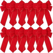 Red Bows Christmas Tree Decorations,10 Pcs Christmas Red Bows Decorations,Large Christmas Tree Wreaths Bows with Glitter Gold Edge for Xmas Home Fence Stairs Railing Fireplace Front Door Decor
