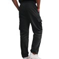 thumbnail image 4 of Men's Corduroy Cargo Pants Straight Leg Relaxed Fit Multi Pocket Drawstring Casual Utility Trousers, 4 of 7