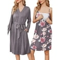 thumbnail image 4 of Avidlove Women Maternity Robe and Nursing Nightgown Sets for Hospitable Breastfeeding 3 in 1 Labor Delivery Nursing Dress Gown Bathrobe, 4 of 7