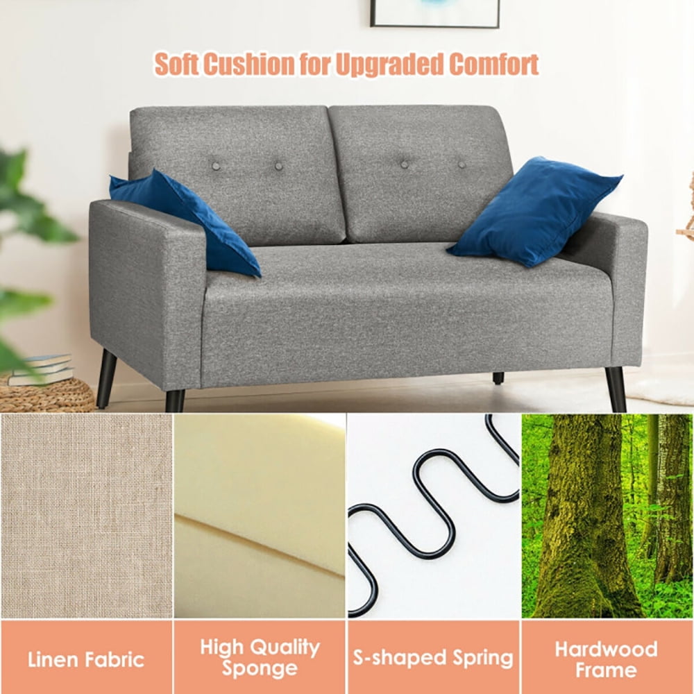 Finihen Loveseat Sofa, 55 Inch Modern Loveseat Sofa with Cloth Cushion, for Living Room, Bedroom, Grey Finihen Loveseat Sofa, 55 Inch Modern Loveseat Sofa with Cloth Cushion, for Living Room, Bedroom, Grey