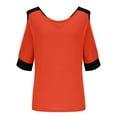 thumbnail image 4 of yillto Cold Shoulder Shirts for Plus Size Women V Neck 3/4 Sleeve Loose Tops Basic Summer Tee Blouse, 4 of 6