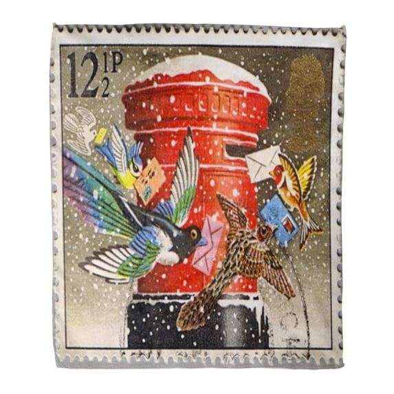 LADDKE Flannel Throw Blanket Great Britain Circa 1983 Stamp Printed in Shows The Birds That Spread Series is Devoted to Christmas 58x80 Inch Lightweight Cozy Plush Fluffy Warm Fuzzy Soft