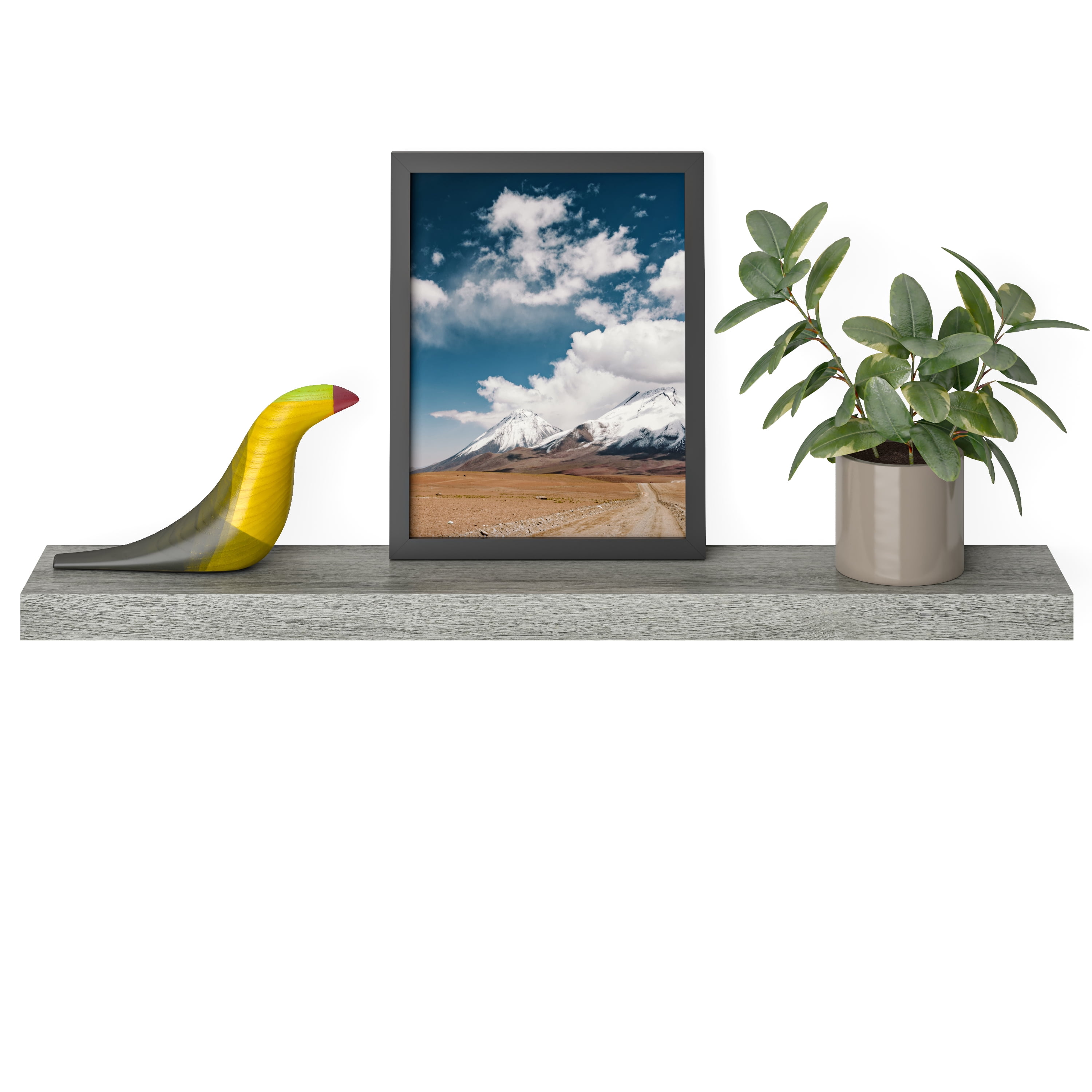 Ballucci 36" Floating Shelf, Wood Wall Mount Shelf with Invisible Bracket, 6" Deep, Gray