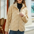 thumbnail image 5 of Lovskoo 2024 Womens Full Zip Up Fuzzy Fleece Jacket Winter Stand Collar Casual Solid Long Sleeve Zipper Plush Warm Outerwear Coat Beige, 5 of 8
